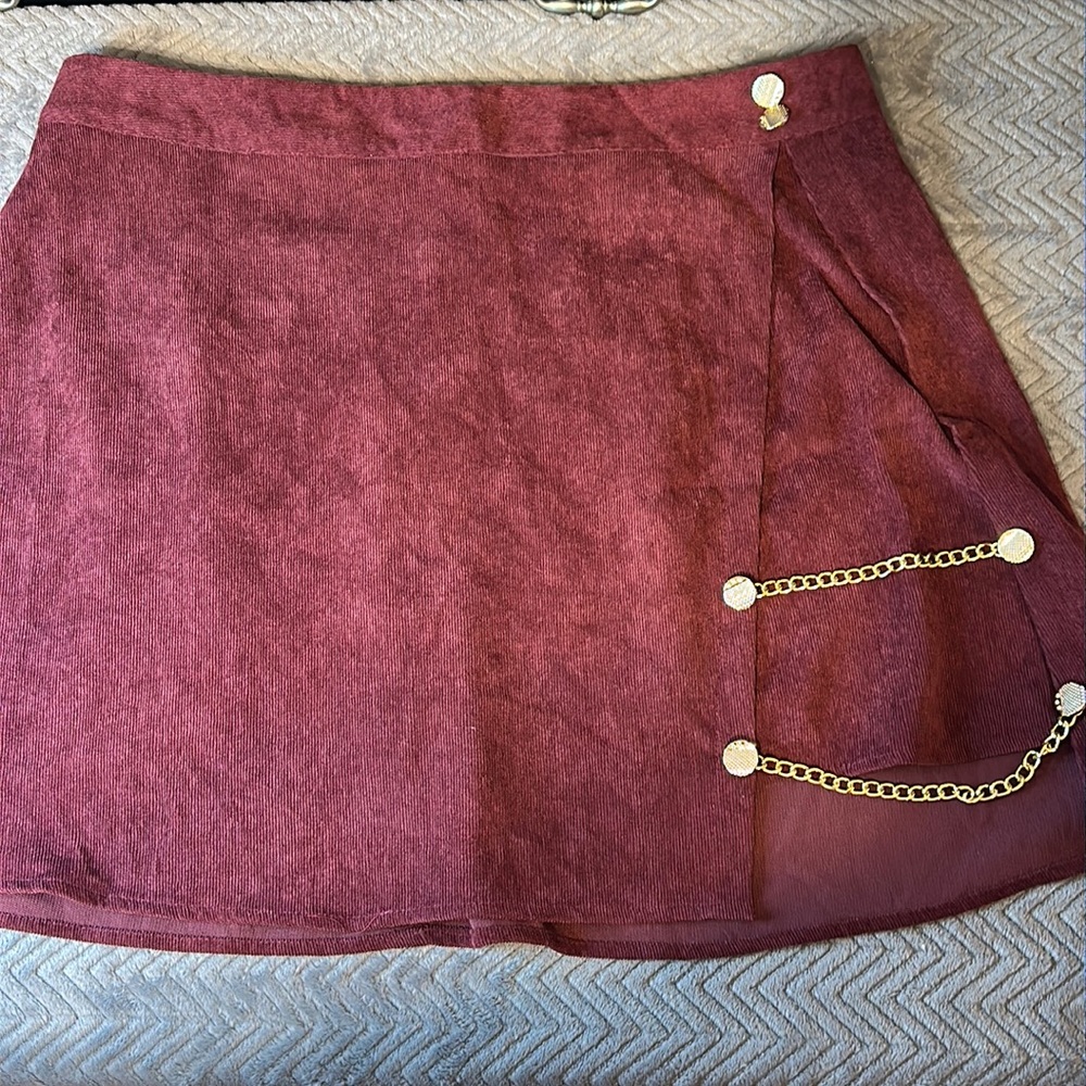 Shein Burgundy Corduroy Skirt
